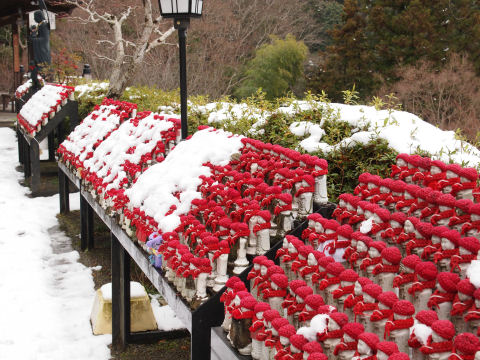 赤が雪に映えるねえとはちょっと言いづらい光景
