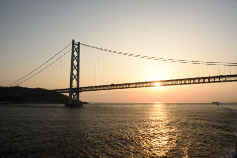 橋と日が重なる