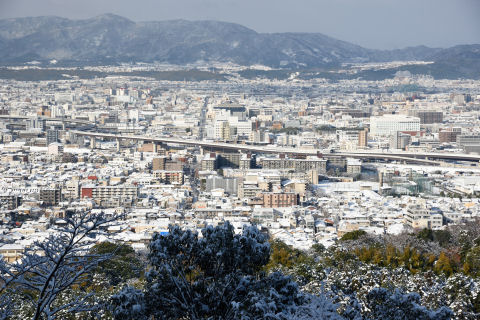 京都が雪国のように