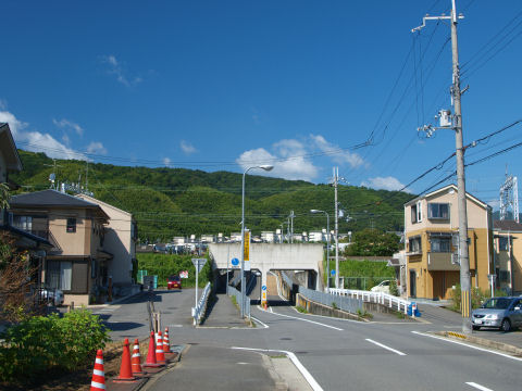 斜面にとって建つ団地