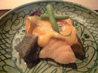 凌ぎ：魚と賀茂茄子の田楽