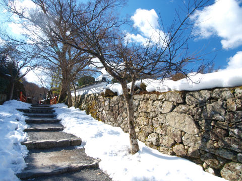 道の脇には厚い雪